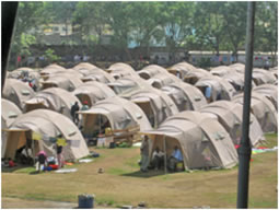 Tents set up after a disaster