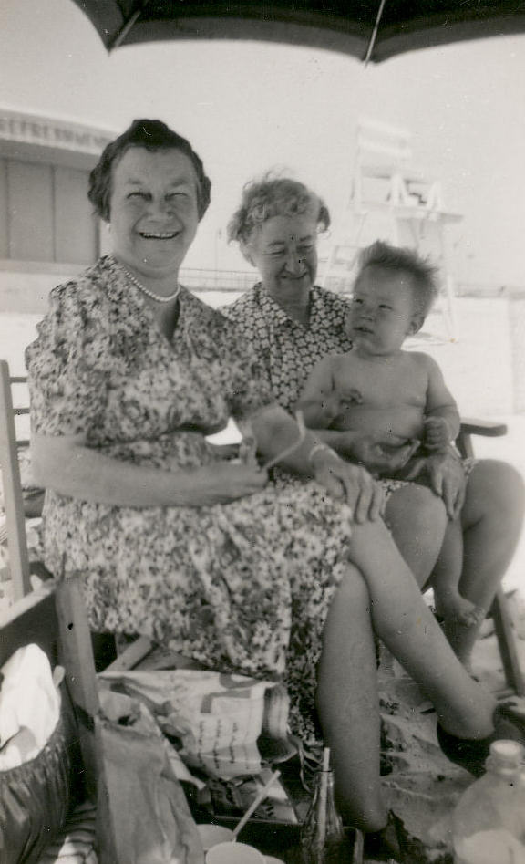 Teddy Davids, Nanny Wolf, Grandma Davids , Jones Beach, New York. 1947 