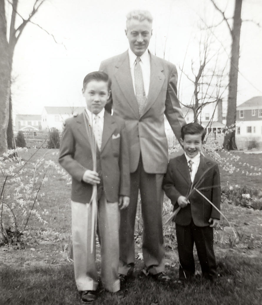 Teddy, Dad, Ricky, Easter Sunday, 1954. 